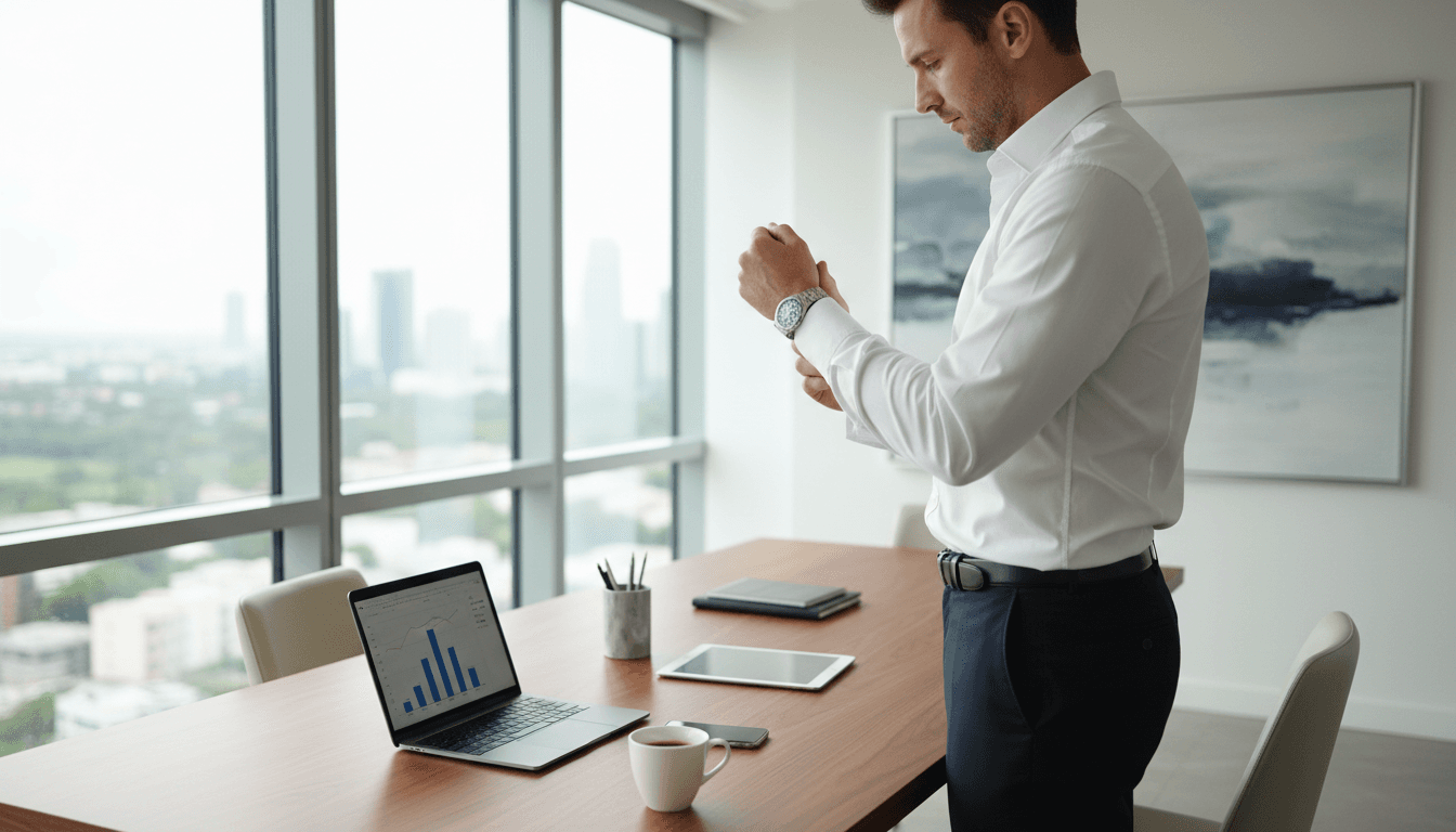 Executive at desk preparing for a coaching session